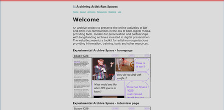 Archiving Artist-Run Spaces landing page
