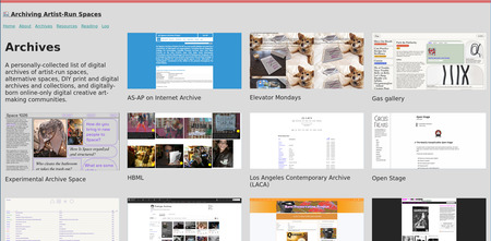 Archiving Artist-Run Spaces Archives page