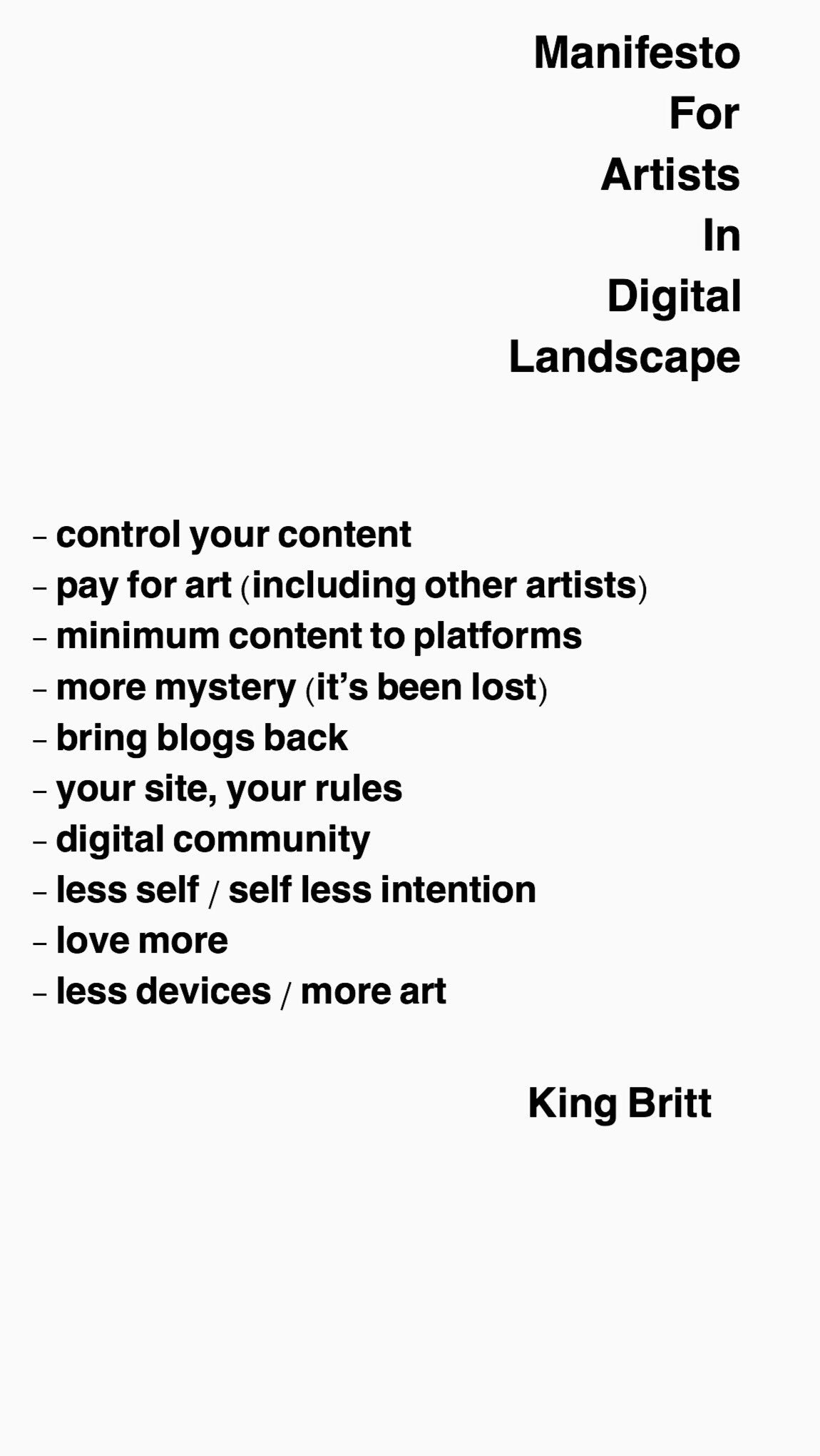 King Britt manifesto