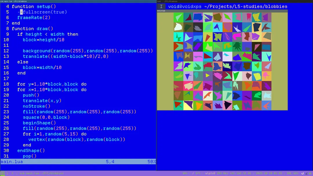 Code and grid of blobby polygons in L5 code and grid of blobby polygons in L5
