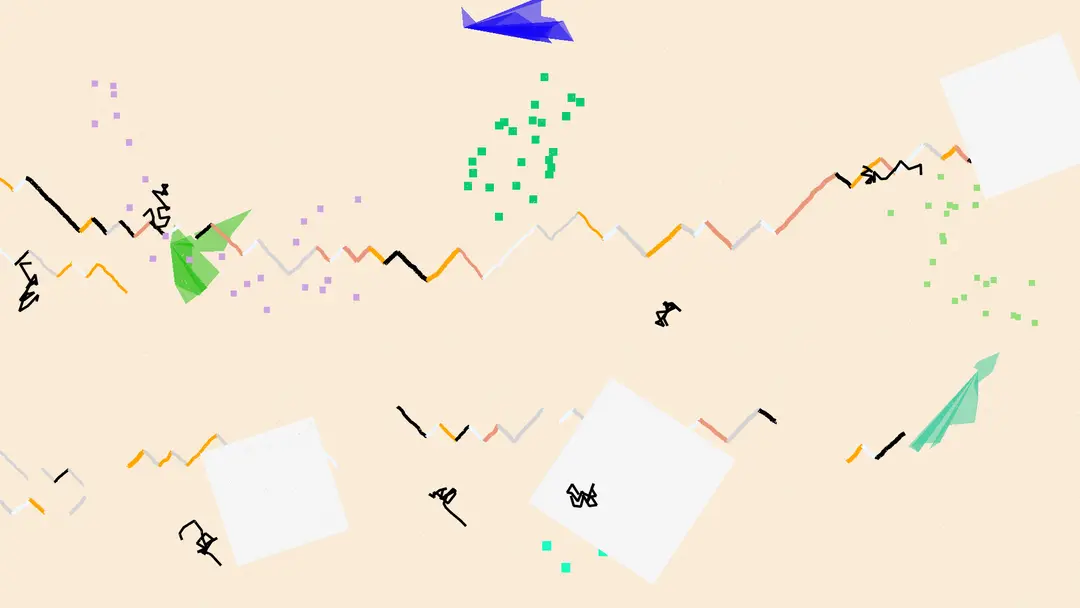 a procedurally generated digital painting - lots of squiggles and bright colors and lines