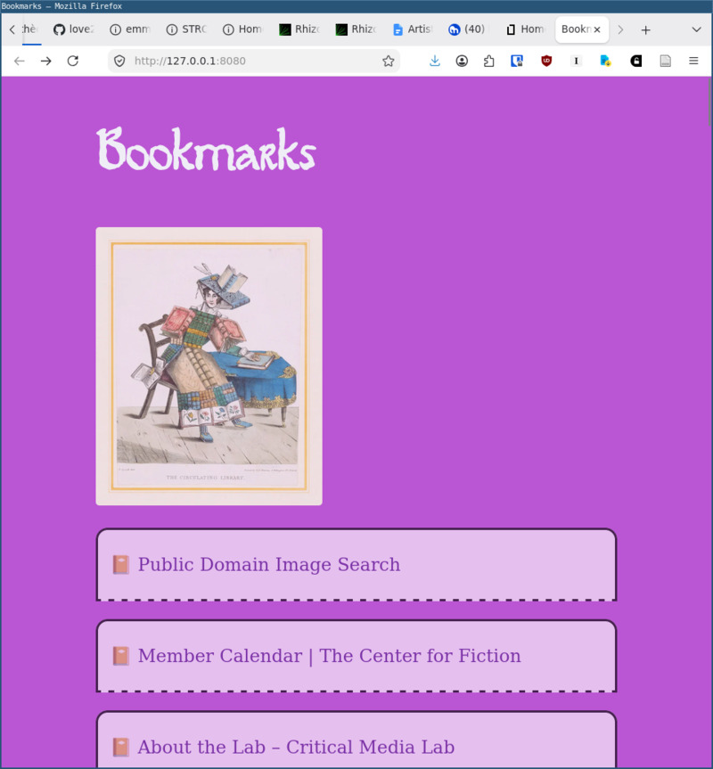 Mockup of a web bookmarking page a mockup of a bookmark links page