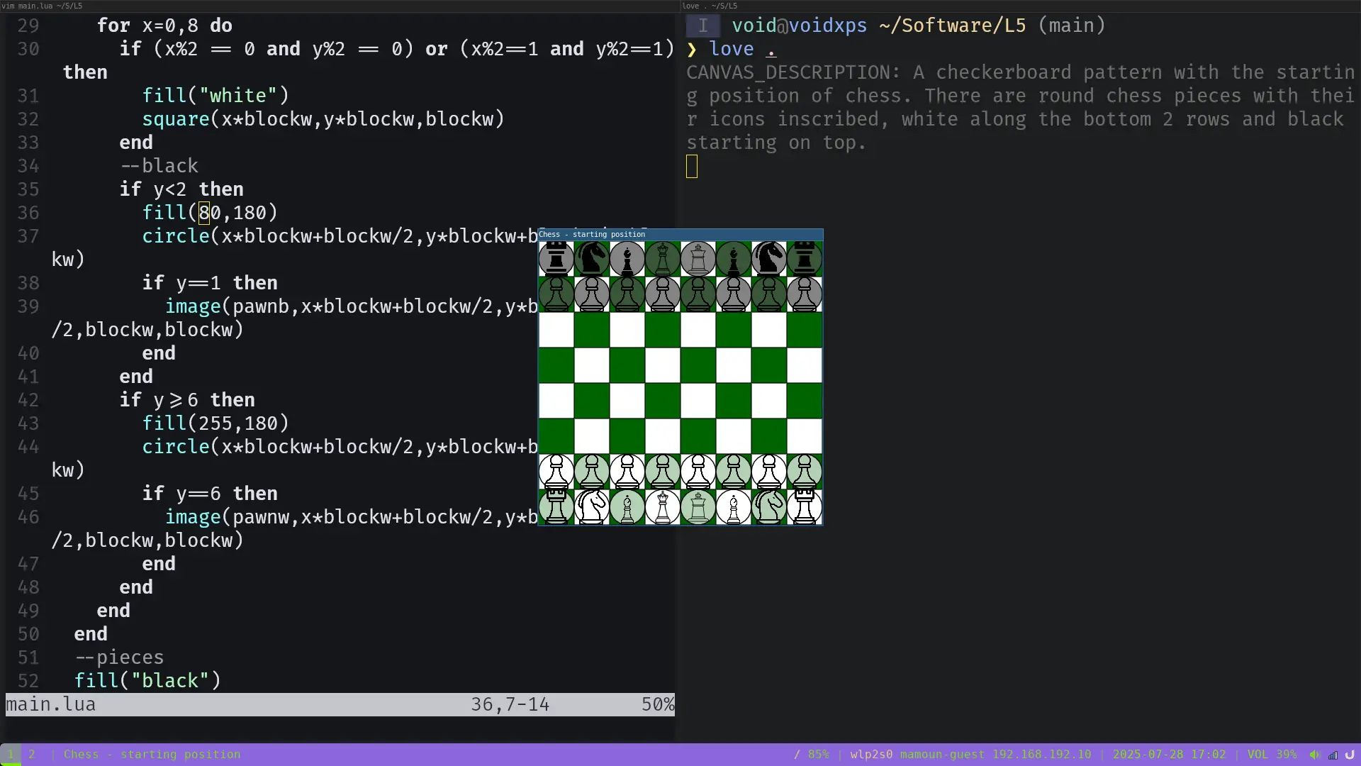 L5 code with an overlaid chess board