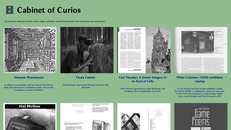 A working draft of Cabinet of Curios