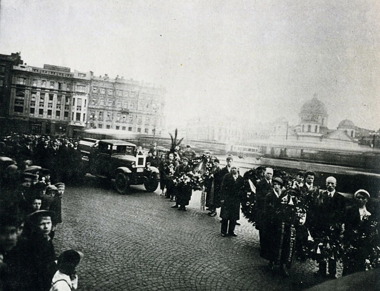 Funeral Car for Kazimir Malevich with black square mounted on grill