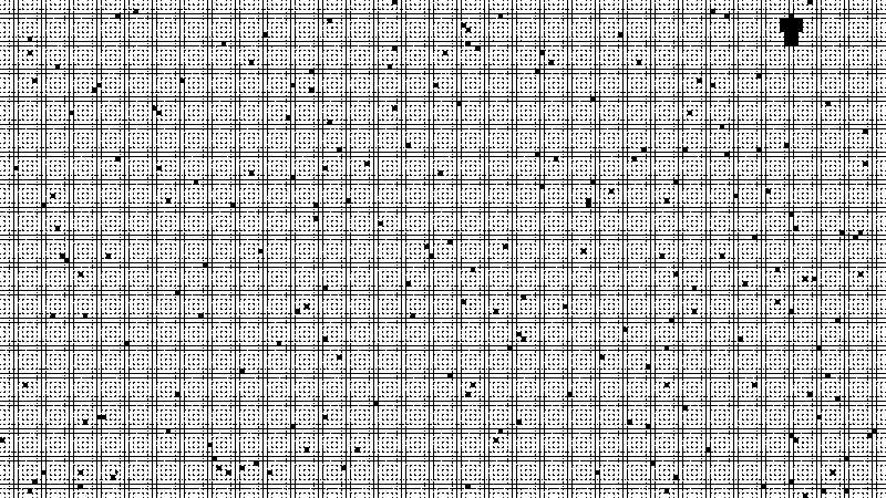 An algorithmic pixelated series of inkspots grows and take over the screen pixelated inkspots spread on the canvas