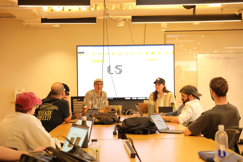 Lee and Sam leading a workshop at NYU ITP camp last week