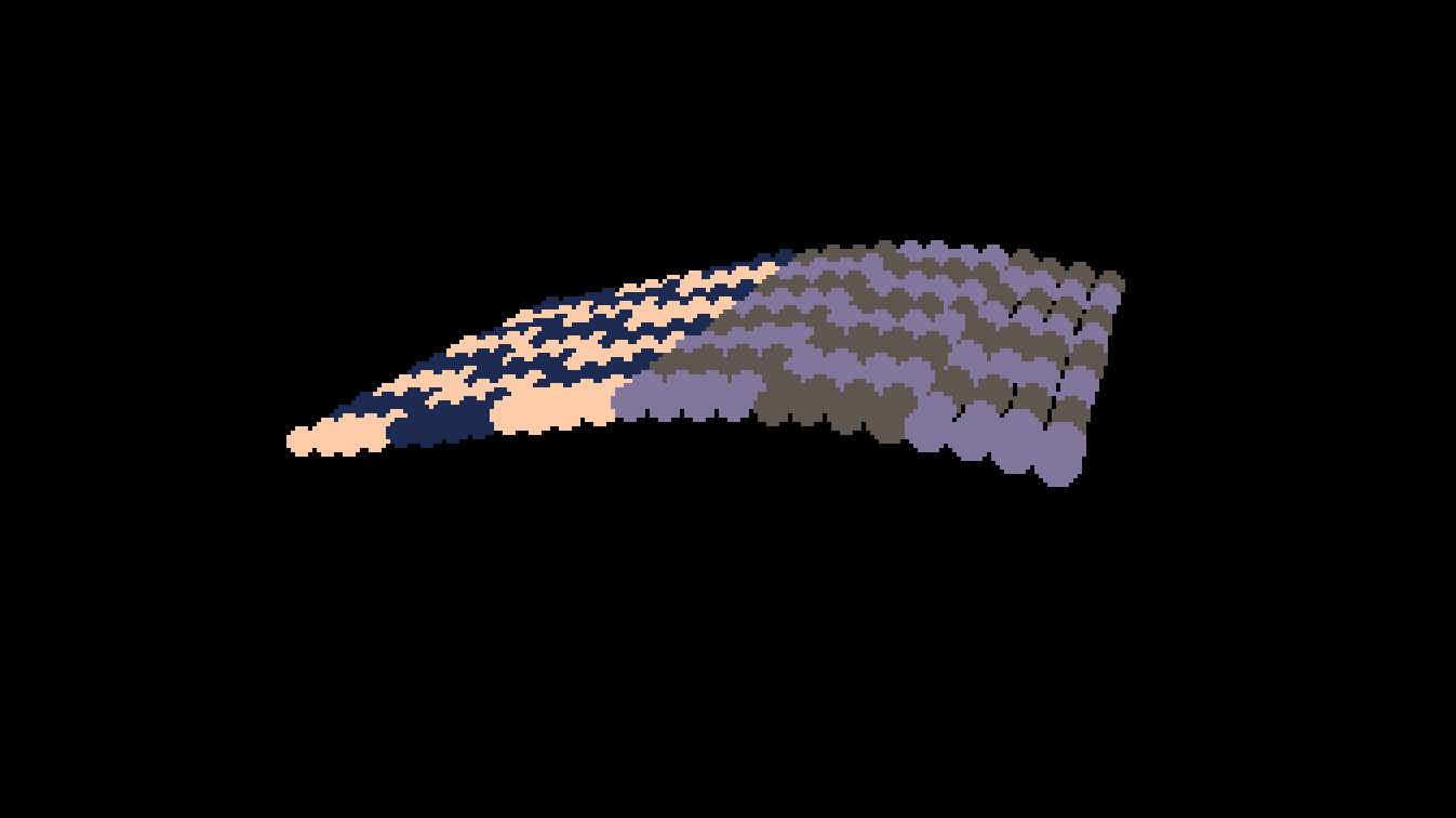 Checkerboard pattern "quilt" grid in 3d, in Picotron