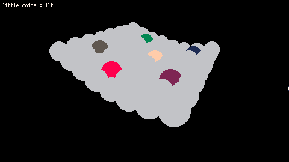 Animation of a rotating Little Coins quilt and 2 more, in Picotron