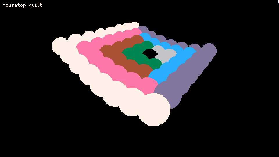 A housetop pattern 'quilt', in Picotron