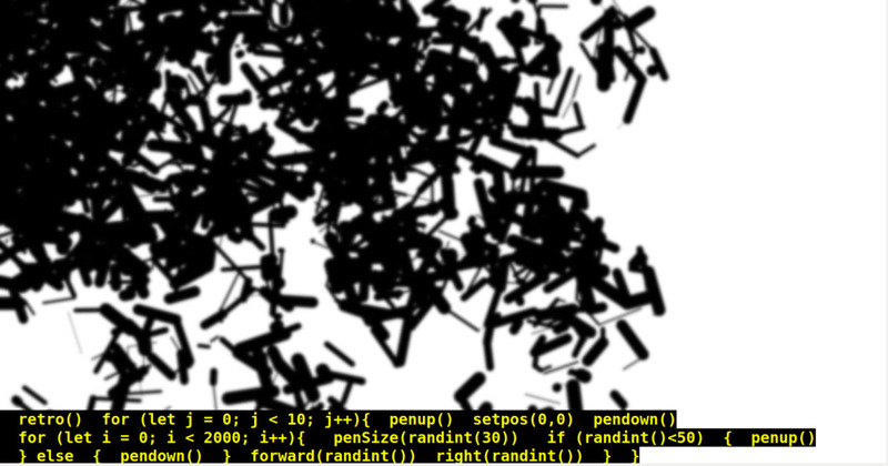 A random walker written in PLOGO, my toy implementation of turtle graphics in p5.js