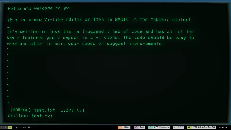yvi running in cool retro terminal