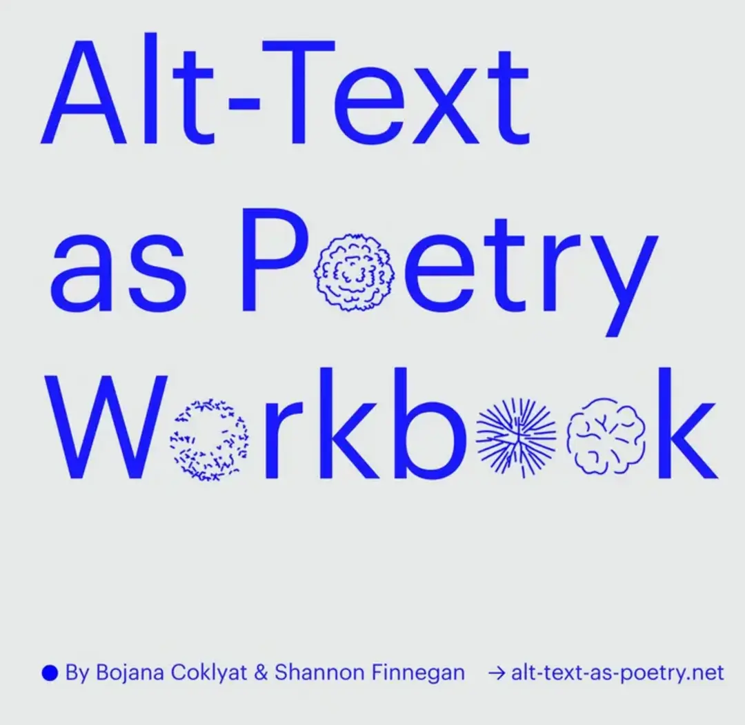 Cover of booklet with blue title Alt-Text as Poetry Workbook