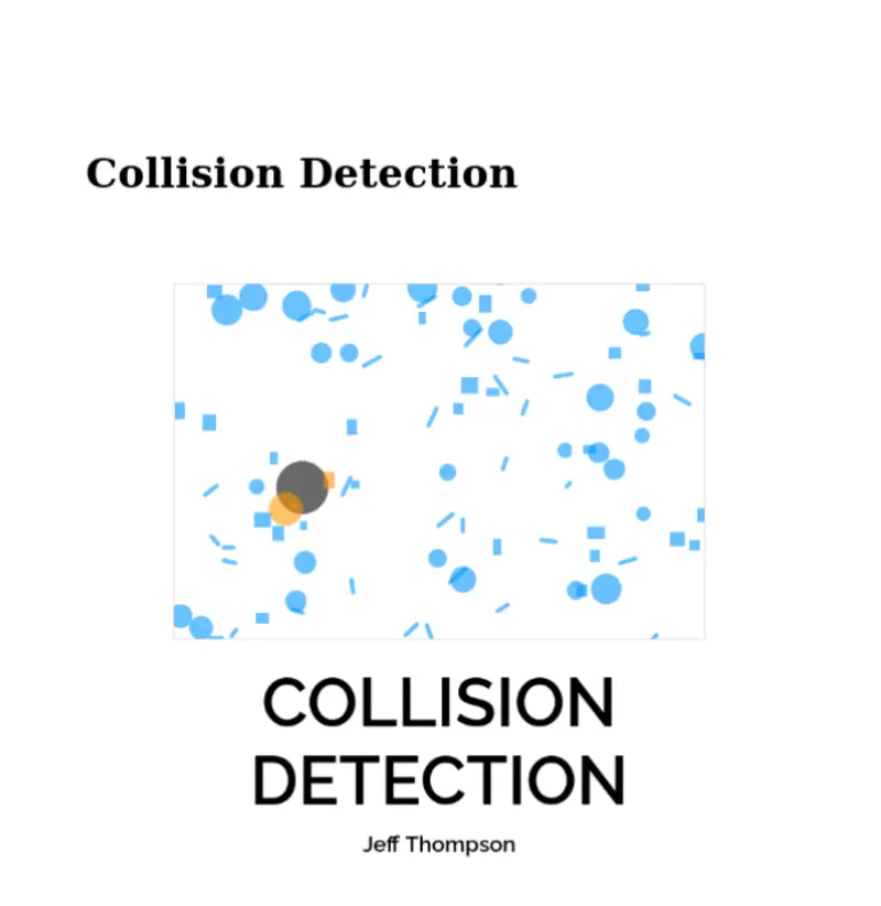 cover showing shapes in a field with the title Collision Detection by Jeffrey Thompson