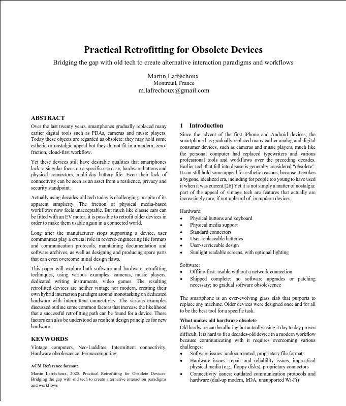 Academic
article titled Practical Retrofitting for Obsolete Devices