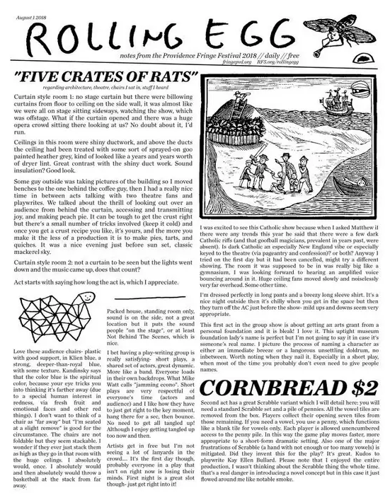 Cover of Rolling Egg with a photo and article about the Five Crates of Rats