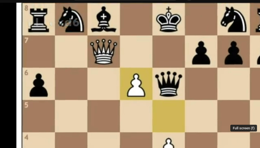 A screenshot of a digital chessboard in close-up on the left side. A white pawn has just moved to d6.