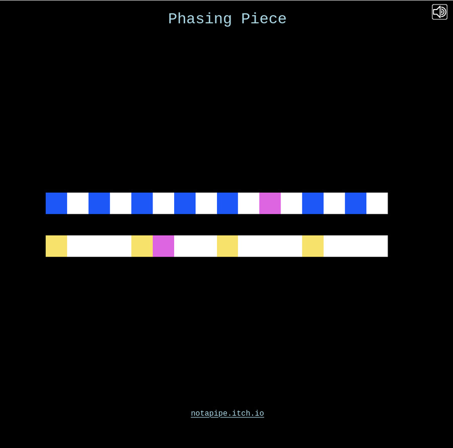 A simple line of colored blocks with the title Phasing Piece at the top