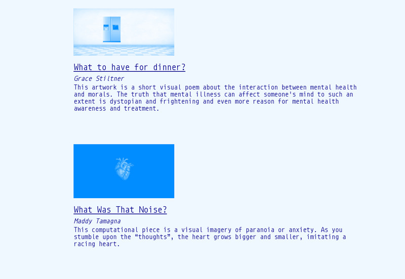 Screenshot of Random Walk site showing duotone blue/white and project screenshots with descriptions