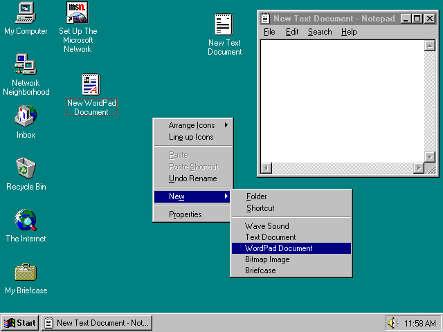 win95 menus