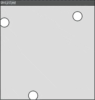 3 circles bounce around the screen