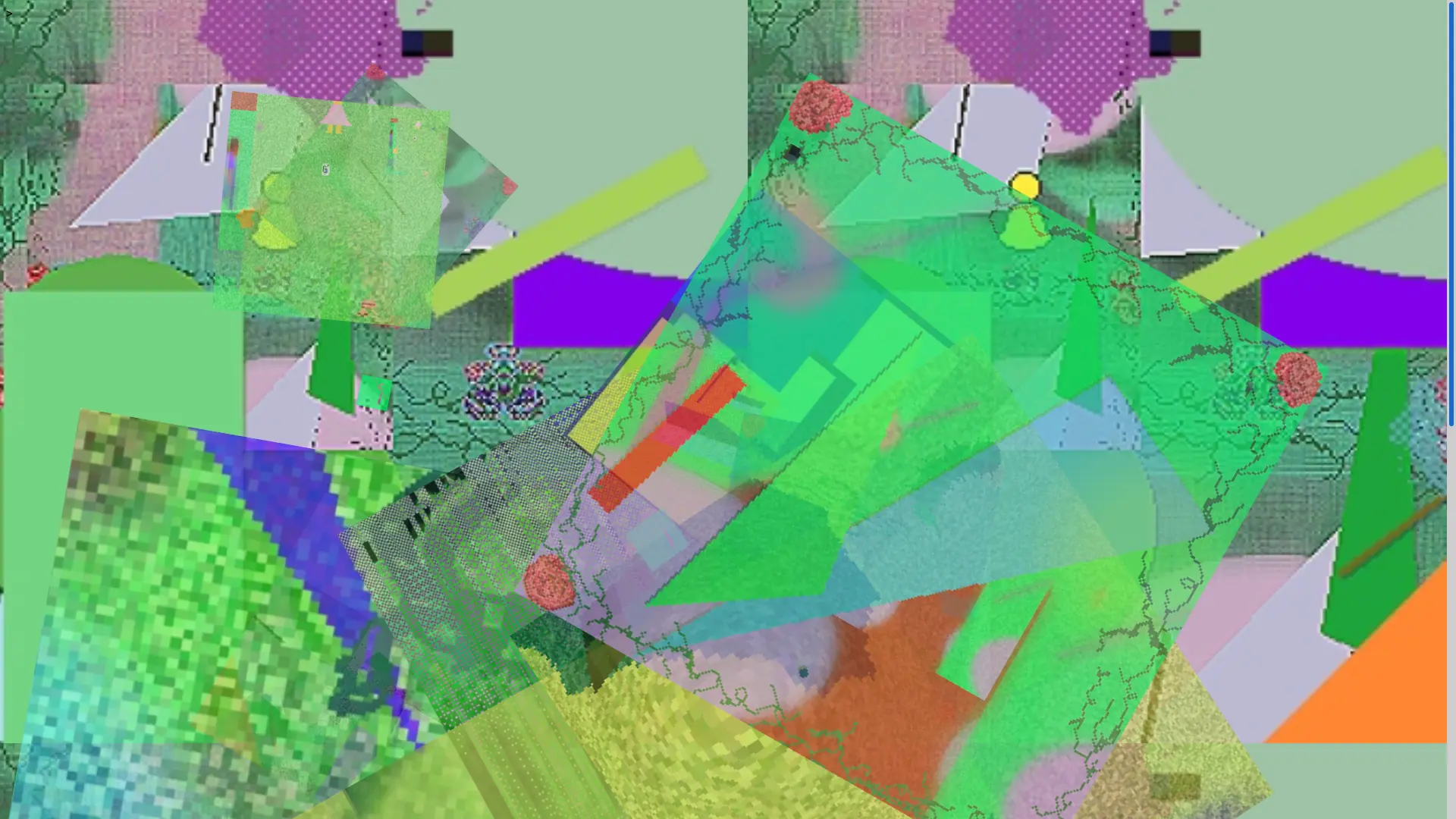 artwork: All the Greens abstract squares and pixelations and distortions and colors