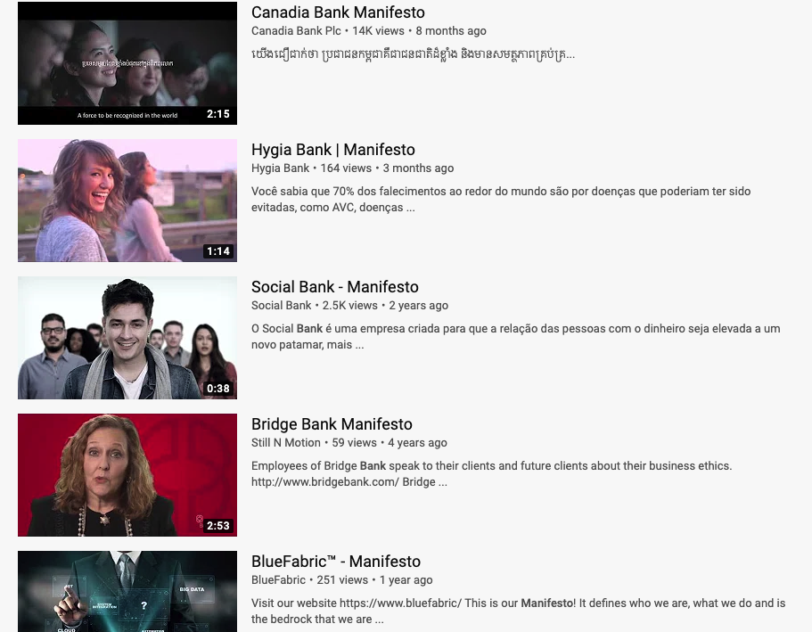 bank manifesto videos