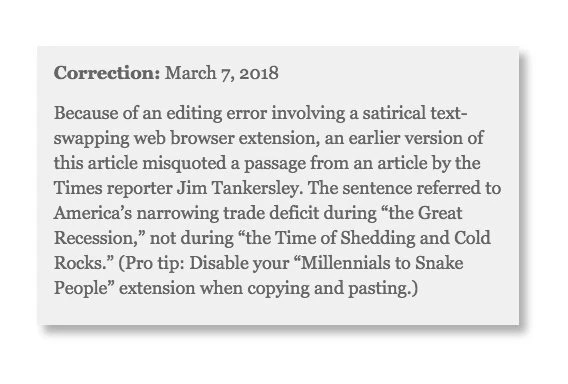 correction in New York Times