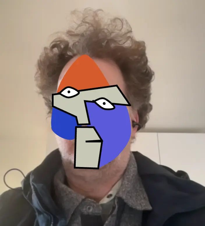 Joecasso image - portrait of Joe with face overlaid by Picasso-style face